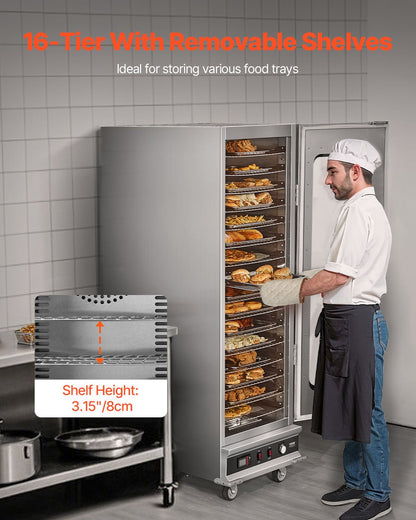 Hot Box Food Warmer 16-Tier Concession Warmer Cabinet with Water Tray