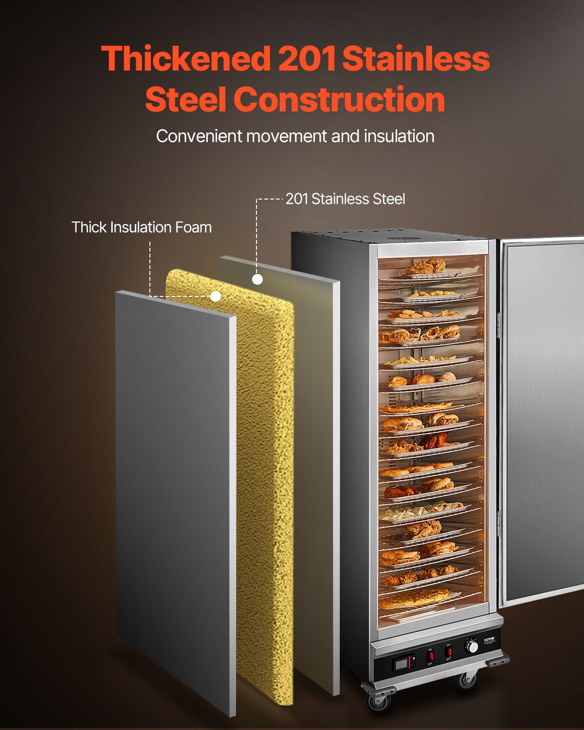 Hot Box Food Warmer 16-Tier Concession Warmer Cabinet with Water Tray