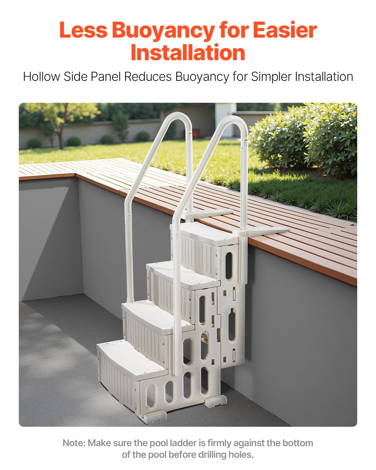 4-Step White Pool Ladder with 2 Handrails Supports 400 lb for 48-54 in Pools