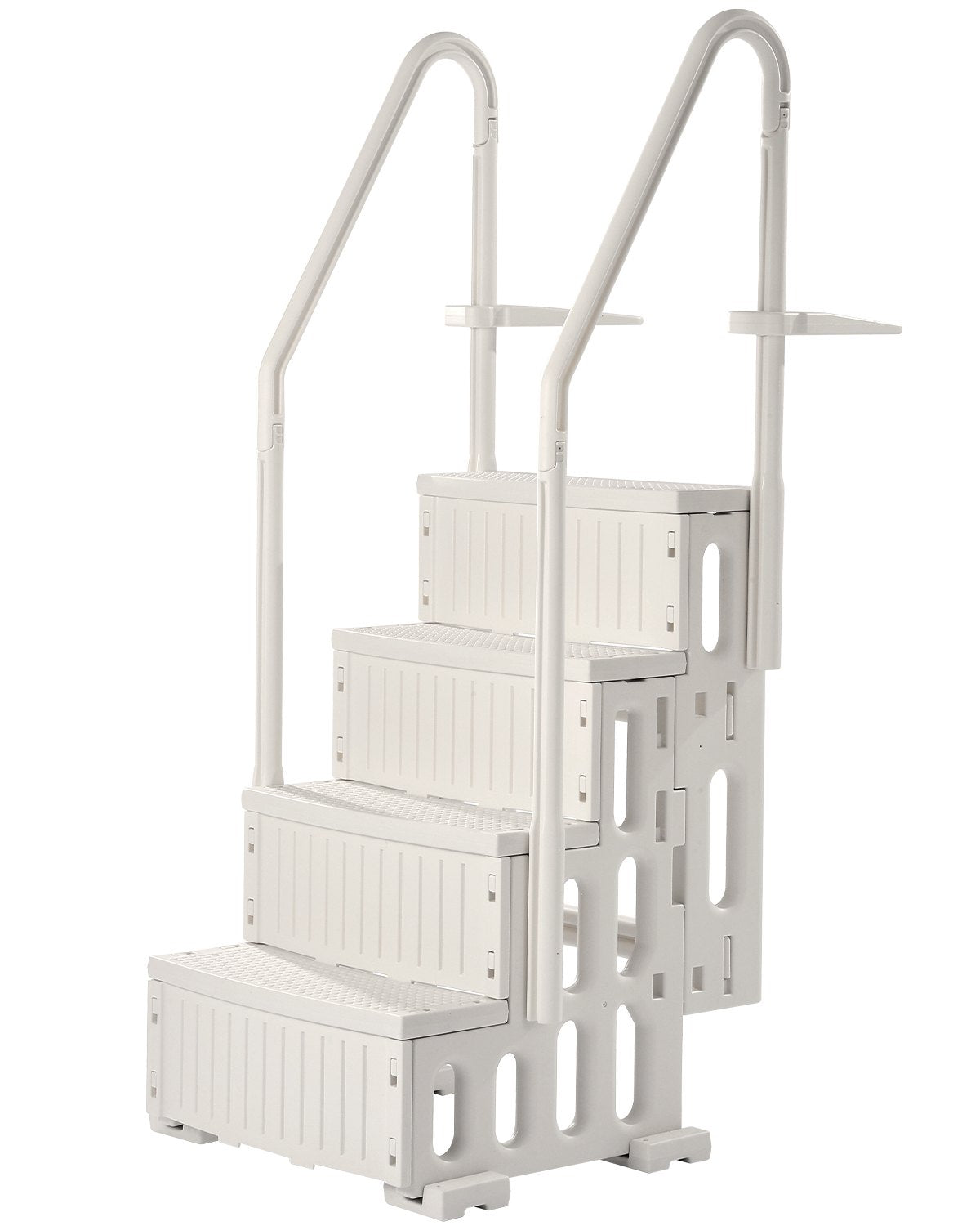4-Step White Pool Ladder with 2 Handrails Supports 400 lb for 48-54 in Pools