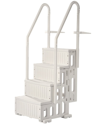 4-Step White Pool Ladder with 2 Handrails Supports 400 lb for 48-54 in Pools