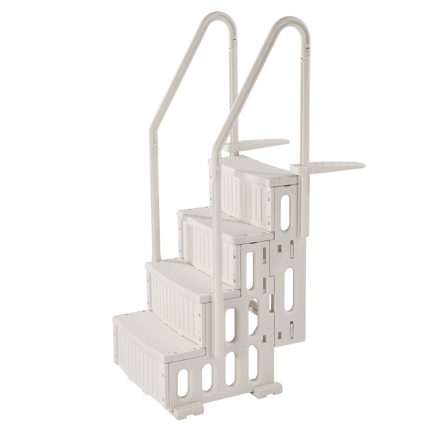 4-Step White Pool Ladder with 2 Handrails Supports 400 lb for 48-54 in Pools