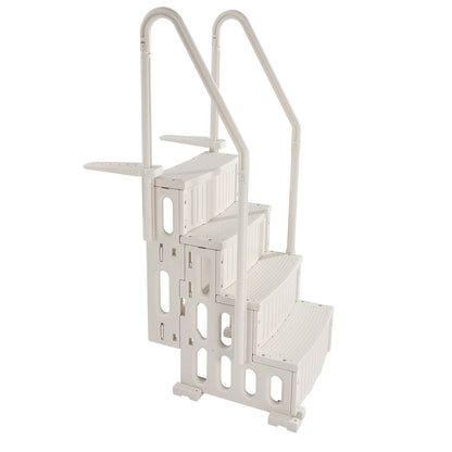 4-Step White Pool Ladder with 2 Handrails Supports 400 lb for 48-54 in Pools