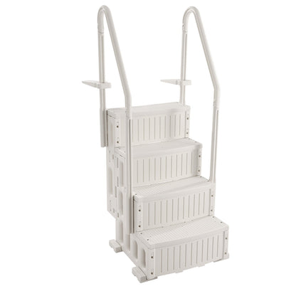 4-Step White Pool Ladder with 2 Handrails Supports 400 lb for 48-54 in Pools