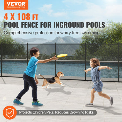 Pool staket, 4 x 108 FT pool staket för ingravda pooler, löstagbart barnsäkerhet pool staket, enkel DIY installation pool staket, 340 gram Teslin PVC pool staket Mesh skyddar barn och husdjur
