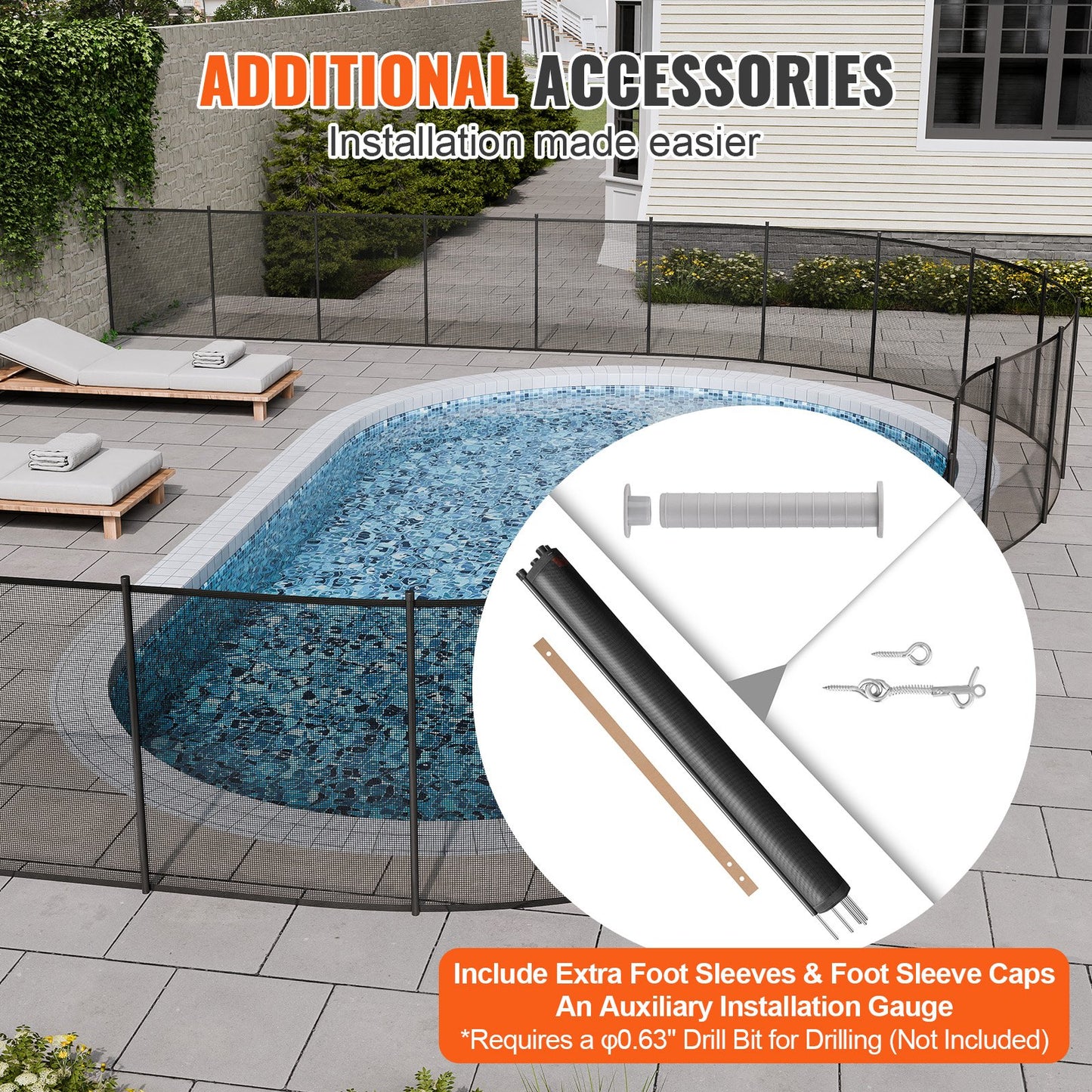 Pool Fence, 4 x 12 FT Pool Fence for Inground Pools, Removable Child Safety Pool Fence, Easy DIY Installation Pool Fence, 340 Gram Teslin PVC Pool Fence Mesh Protects Children and Pets