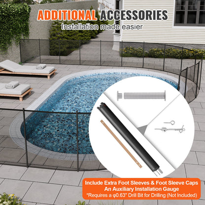Pool Fence, 4 x 12 FT Pool Fence for Inground Pools, Removable Child Safety Pool Fence, Easy DIY Installation Pool Fence, 340 Gram Teslin PVC Pool Fence Mesh Protects Children and Pets