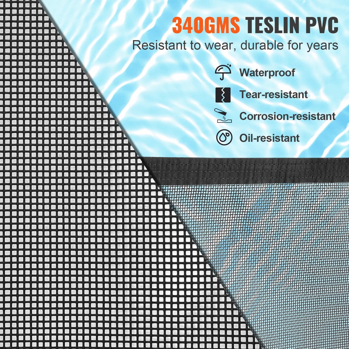 Pool staket, 4 x 72 FT pool staket för inground pooler, löstagbart barnsäkerhet pool staket, enkel DIY installation pool staket, 340 gram Teslin PVC pool staket Mesh skyddar barn och husdjur