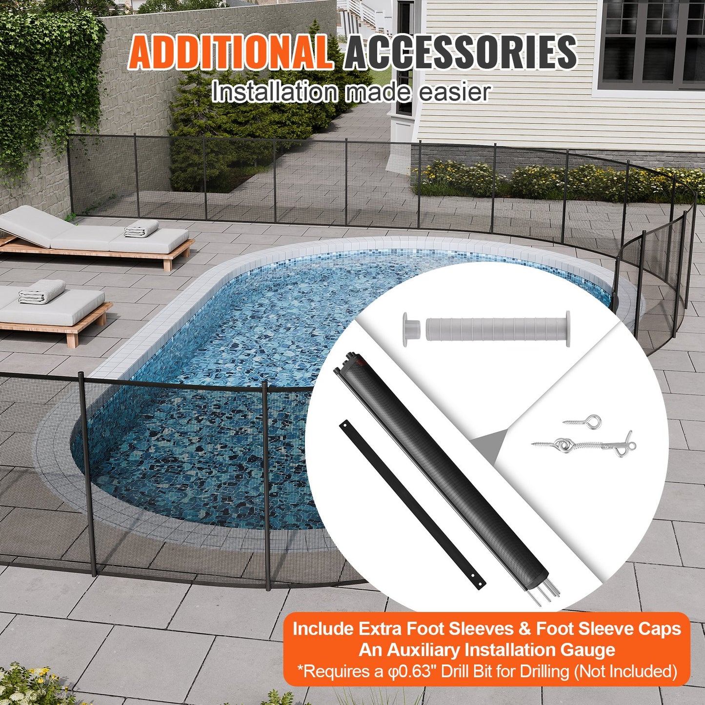 Pool staket, 4 x 72 FT pool staket för inground pooler, löstagbart barnsäkerhet pool staket, enkel DIY installation pool staket, 340 gram Teslin PVC pool staket Mesh skyddar barn och husdjur