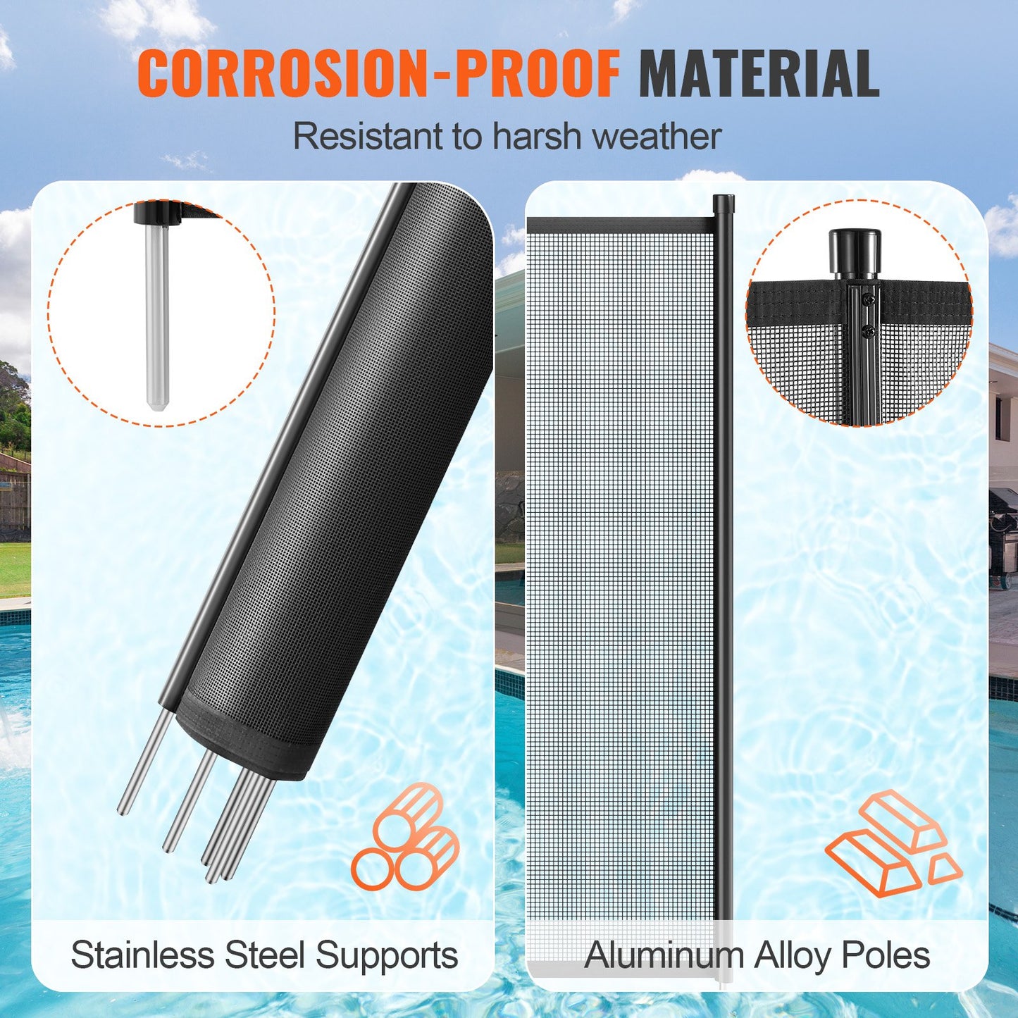 Pool Fence 4 x 96 FT Removable Pool Fence for Outdoor Pools