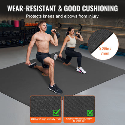 Trainingsmatte, rutschfeste Yogamatte, für Fitnessstudio, Fitness, Pilates, Trainingsmatte (2,1 x 1,5 m)