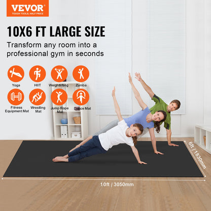 Träningsmatta Halkfri yogamatta Gym Fitness Pilate Träningsmatta (10x6ft)