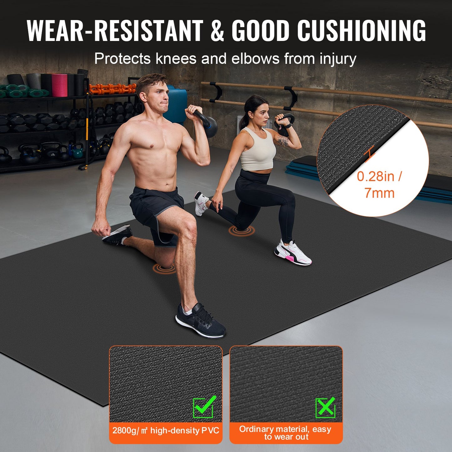Träningsmatta Halkfri yogamatta Gym Fitness Pilate Träningsmatta (10x6ft)