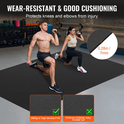 Trainingsmatte, rutschfeste Yogamatte, für Fitnessstudio, Fitness, Pilates, Trainingsmatte (2,4 x 1,8 m)