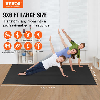 Träningsmatta Halkfri yogamatta Gym Fitness Pilate Träningsmatta (9x6ft)