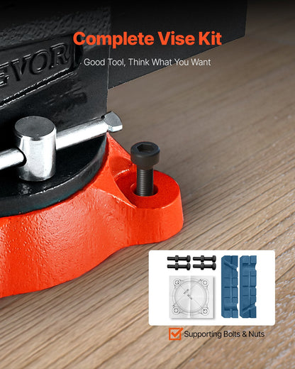5.5-inch Bench Vise Multipurpose Heavy Duty Ductile Iron Swivel Locking Base