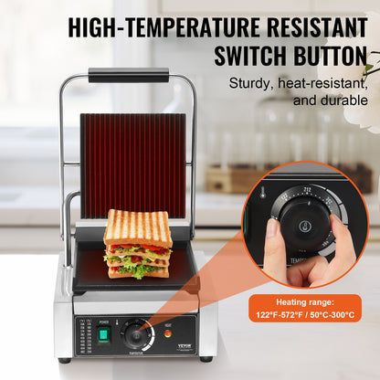 Commercial panini press grill Electric sandwich maker Grill plate 9"x9