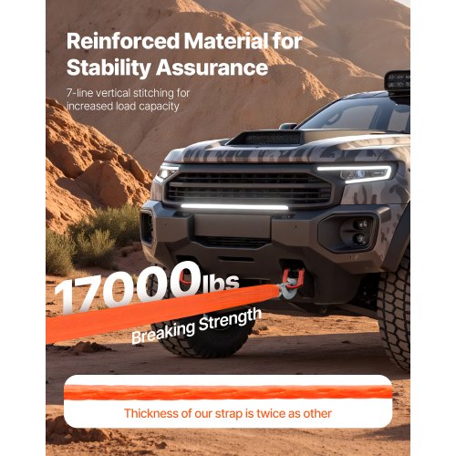 Abschleppseil 17000 lbs 20 ft Auto-Abschleppkabel mit 2 Haken Heavy Duty | EU