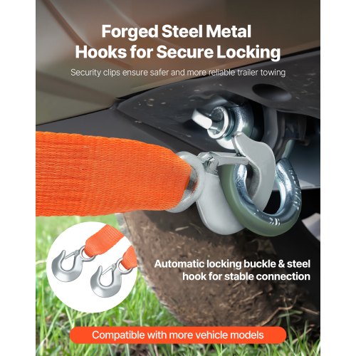 Abschleppseil 17000 lbs 20 ft Auto-Abschleppkabel mit 2 Haken Heavy Duty | EU