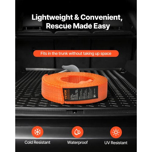 Abschleppseil 17000 lbs 20 ft Auto-Abschleppkabel mit 2 Haken Heavy Duty | EU