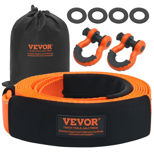 Heavy Duty Dragband Recovery Kit 3" x 20 ft (MBS-36 000 lbs) Tree Saver Vinschrem, tredubbel förstärkt ögla & skyddshylsor & förvaringsväska, 3/4" D-Ring Shackles, för Jeep SUV ATV