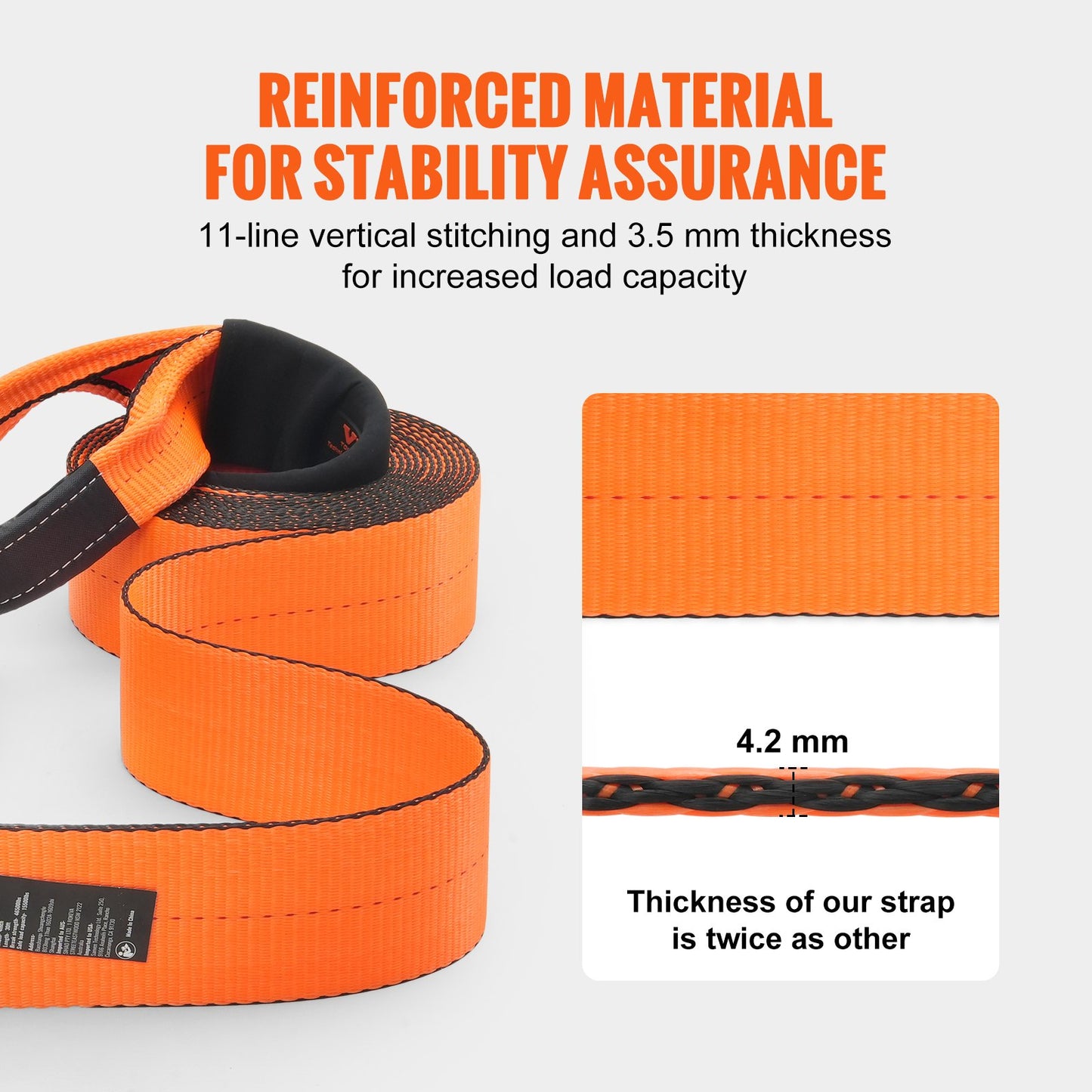 Recovery Drag Strap 4" x 30', 46 500 lbs Bredstyrka, Trippelförstärkta Loop Strap, Tree Saver, Off Road Bogsering och återhämtning, Extremt väderbeständighet, Skyddshylsor och förvaringsväska