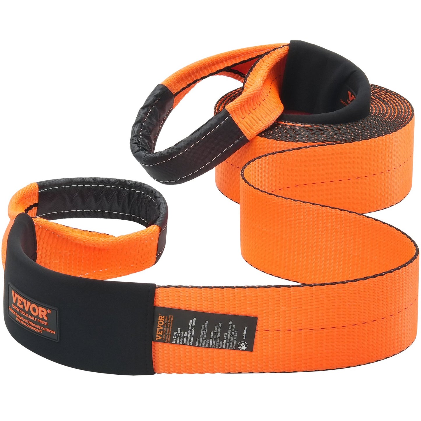 Recovery Drag Strap 4" x 30', 46 500 lbs Bredstyrka, Trippelförstärkta Loop Strap, Tree Saver, Off Road Bogsering och återhämtning, Extremt väderbeständighet, Skyddshylsor och förvaringsväska