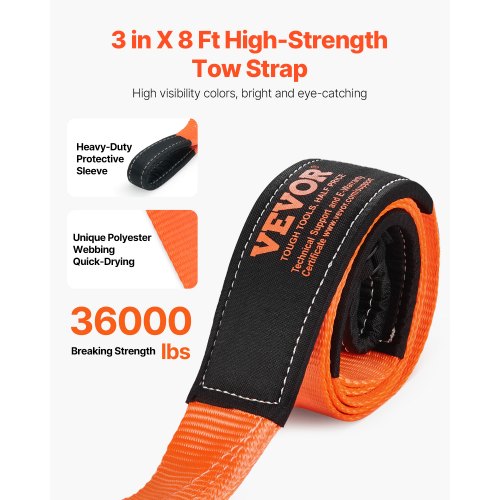 Car Towing Cable Towing Strap Rope 14000 kg 2.4 m Heavy Duty Emergency Strap