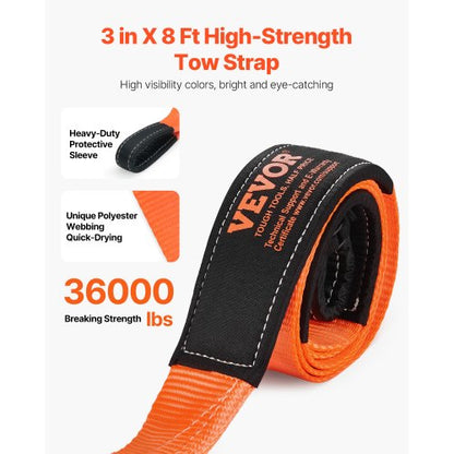 Car Towing Cable Towing Strap Rope 14000 kg 2.4 m Heavy Duty Emergency Strap