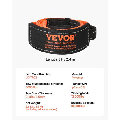 Car Towing Cable Towing Strap Rope 14000 kg 2.4 m Heavy Duty Emergency Strap