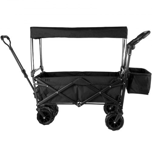 faltbarer Trolley Schwarzer faltbarer Trolley Abnehmbares Dach 600D Oxford-Gewebe Faltbarer Trolley Übergroße Räder Tragbarer faltbarer Trolley Verstellbare Griffe für Strand, Garten, Sport | EU