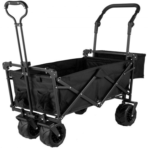 faltbarer Trolley Schwarzer faltbarer Trolley Abnehmbares Dach 600D Oxford-Gewebe Faltbarer Trolley Übergroße Räder Tragbarer faltbarer Trolley Verstellbare Griffe für Strand, Garten, Sport | EU