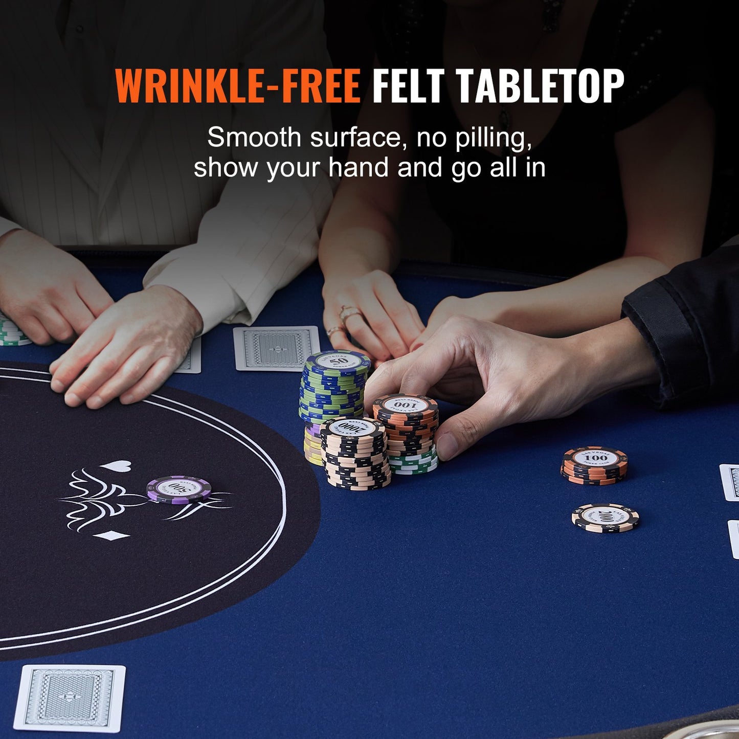 Klappbarer Pokertisch für 10 Spieler, Blackjack Texas Hold'em Pokertisch mit gepolsterten Schienen und Getränkehalter aus Edelstahl, tragbarer, klappbarer Brettspieltisch, ovaler 84-Zoll-Casino-Freizeittisch