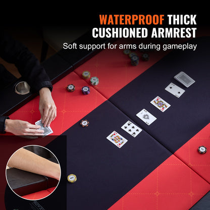 Klappbarer Pokertisch für 10 Spieler, Blackjack Texas Hold'em Pokertisch mit gepolsterten Schienen und Getränkehalter aus Edelstahl, tragbarer, klappbarer Kartenspieltisch, ovaler Casino-Freizeittisch (238 cm)