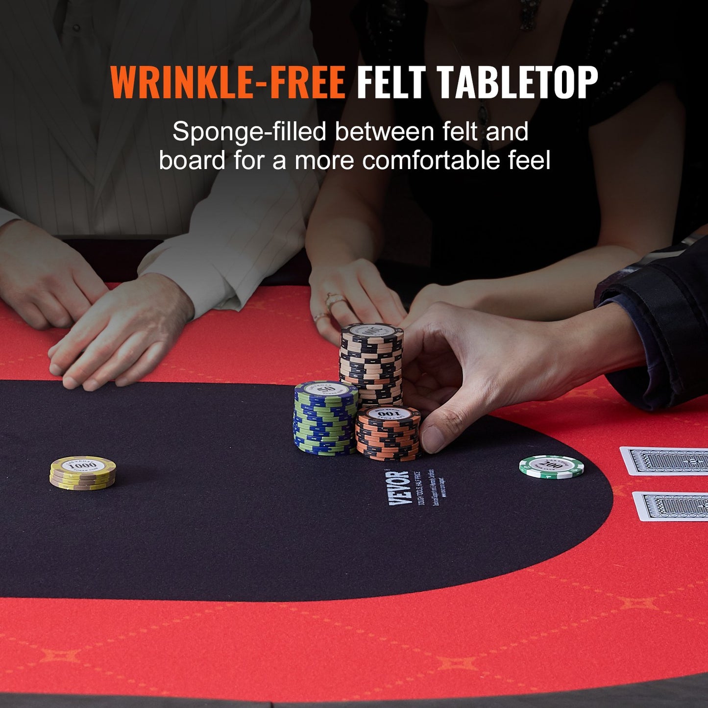 Klappbarer Pokertisch für 10 Spieler, Blackjack Texas Hold'em Pokertisch mit gepolsterten Schienen und Getränkehalter aus Edelstahl, tragbarer, klappbarer Kartenspieltisch, ovaler Casino-Freizeittisch (238 cm)