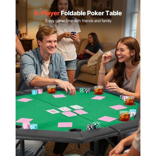1220 mm Hopfällbart Pokerbord Hopfällbart 8-spelares Casino Texas Hold'em-bord