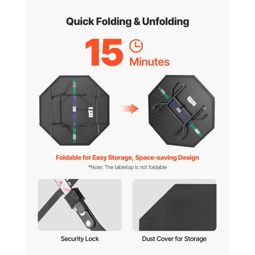 1220 mm Foldable Poker Table Foldable 8 Player Casino Texas Hold'em Table