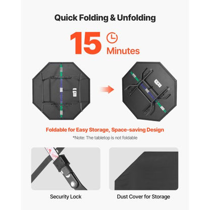 1220 mm Foldable Poker Table Foldable 8 Player Casino Texas Hold'em Table