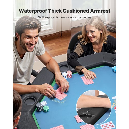 1220 mm Foldable Poker Table Foldable 8 Player Casino Texas Hold'em Table