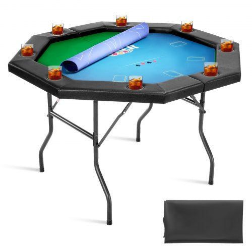 1220 mm Foldable Poker Table Foldable 8 Player Casino Texas Hold'em Table