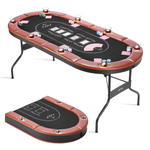 1828,8 mm Hopfällbart pokerbord Hopfällbart casinobord för 8 spelare Texas Hold'em