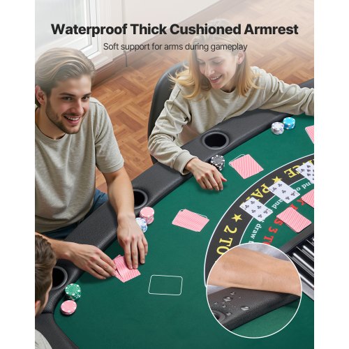 1828.8 mm Foldable Poker Table Foldable Casino Table for 7 Players Texas Hold'em