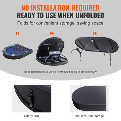 Foldable Poker Table for 8 Players, Blackjack Texas Holdem Poker Table with Padded Rails and Stainless Steel Cup Holder, Portable Foldable Card Board Game Table, 72" Oval Casino Leisure Table