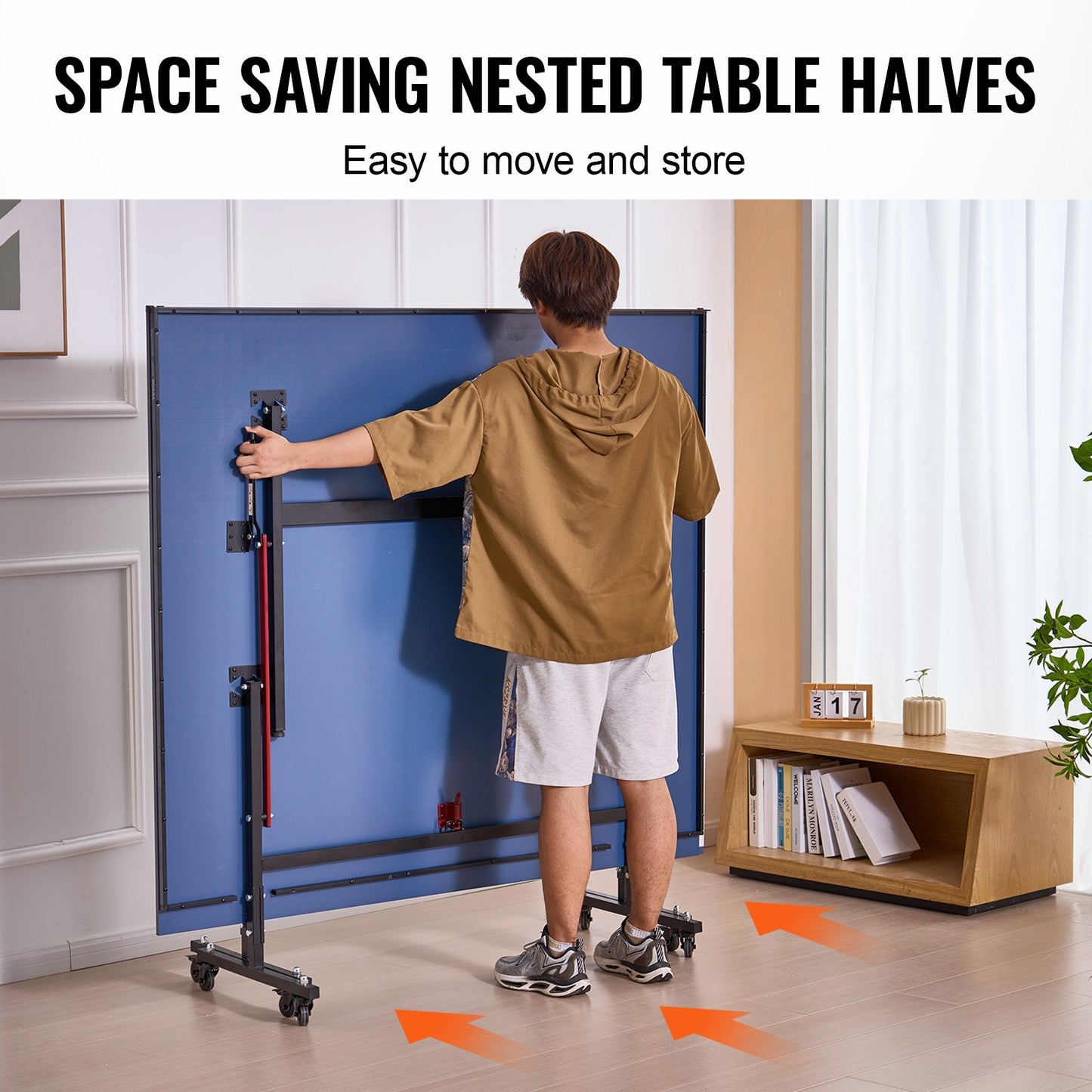 Ping Pong Table Foldable Table Tennis Game Table Indoor with Clamp Net