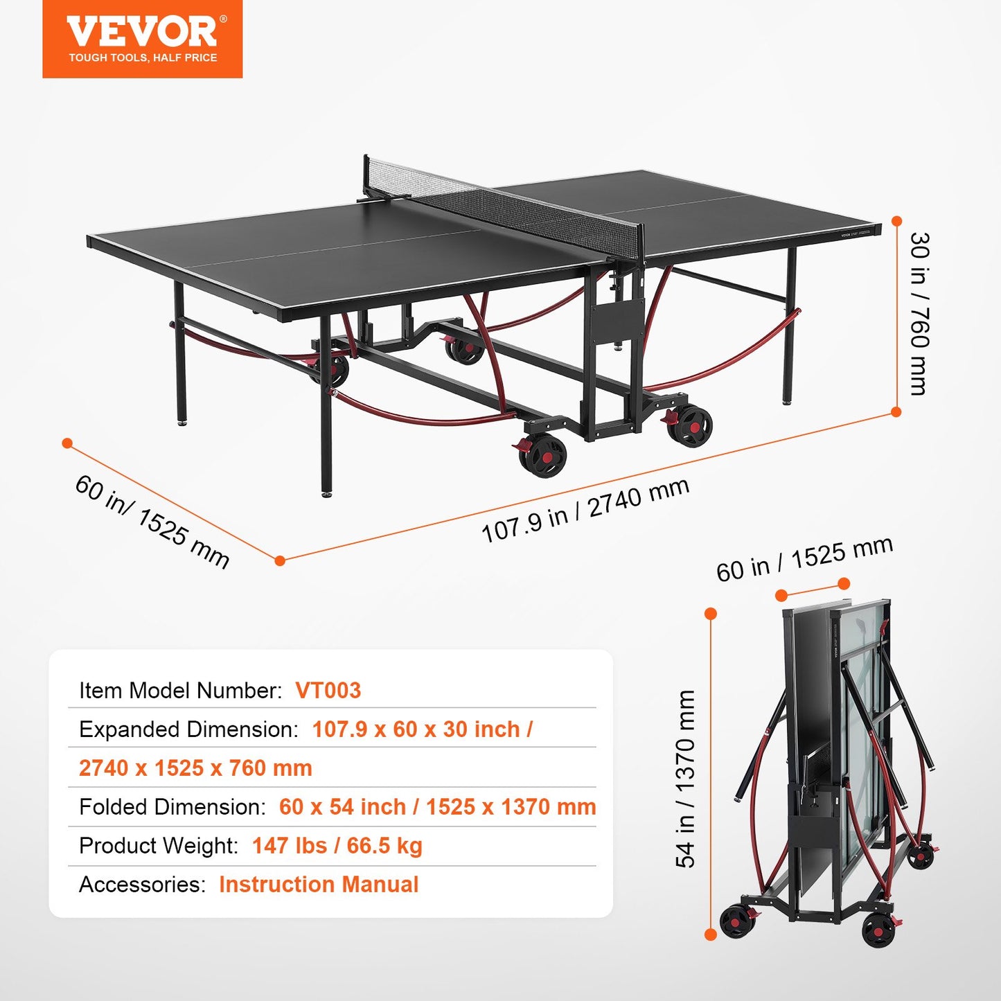 Ping Pong Bord Hopfällbart Bordtennis Spelbord Inomhus Utomhus med nät