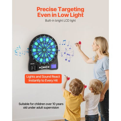 Elektronisk Darttavla, LED-belyst Darttavla med 48 spel och 500+ varianter, Inkluderar 6 Dartskaft med flights och 50 mjuka spetsar, LCD-skärm för cricketpoäng - Stöder upp till 8 spelare |  EU