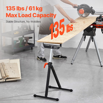 2 st Träbearbetningsrullstativ Max belastning 135 lb Justerbar 26,8-42,5 tum