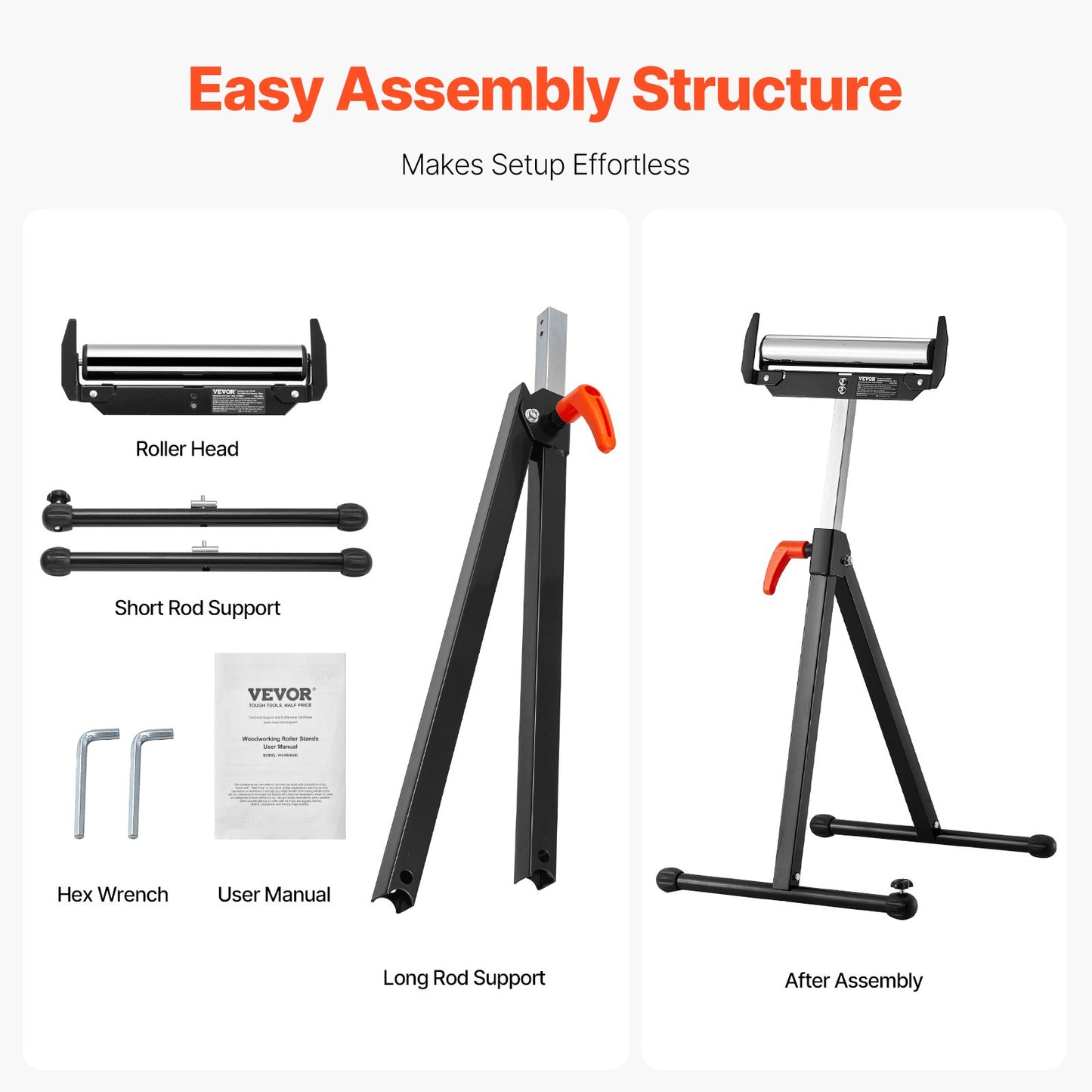 2-pack roller stand Max load 250 lb Adjustable 27-43 inches for woodworking