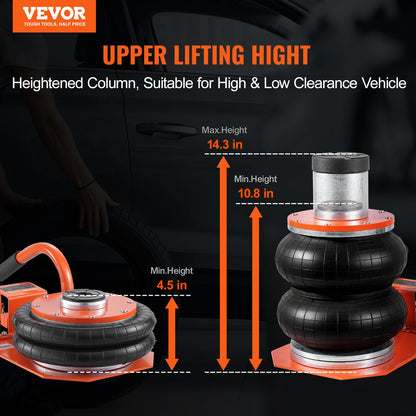 Air Jack 3 Tonnen/6600 lbs pneumatischer Wagenheber mit erhöhter Säule für Limousine