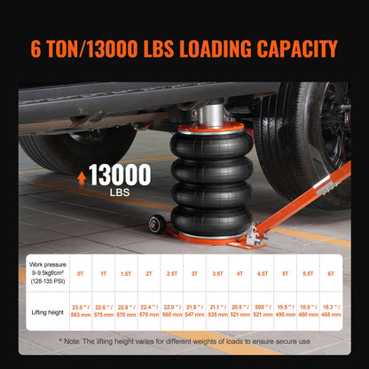 Air Jack 6 Ton/13000 lbs pneumatic jack with elevated column for Sedan